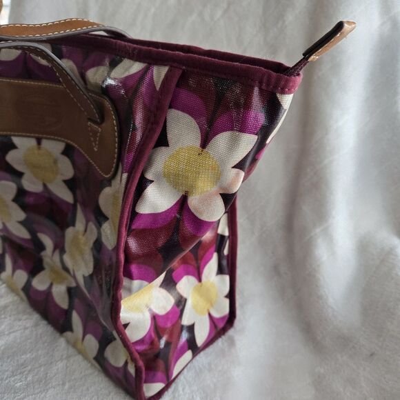 Fossil Keyper Large Tote Burgundy Floral Daisy design Handbag Coquette Holiday - Picture 2 of 16